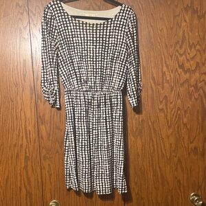 Le Lis Monochrome Checkered Long Sleeve Dress